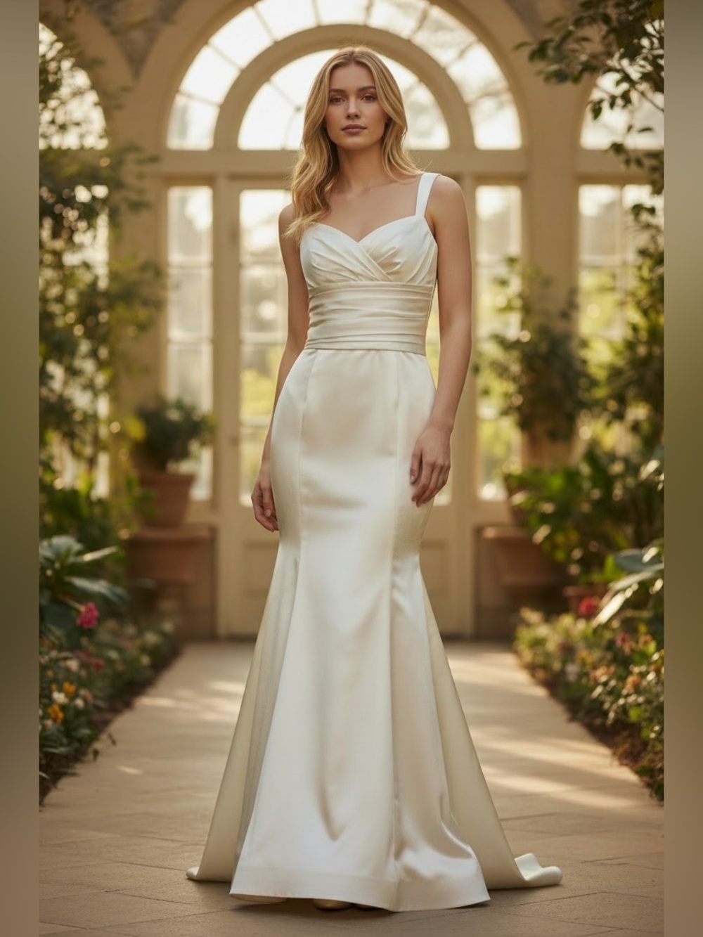 Amsale Back Bow Sleeveless Wedding Gown In Cream Off White Size 8